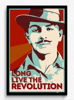 Seven Rays Bhagat Singh - Long Live the Revolution Framed (Small)(19 inch X 13 inch)