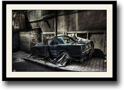 

Vintage car covered and parked Fine Art Print(10 inch X 14 inch, Framed)
