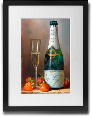 

Shaildha's Water Colour Painting Print of Champagne And Strawberries Fine Art Print(11 inch X 9 inch)