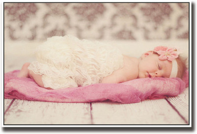 

Baby girl sleeping on wooden floor Fine Art Print(12 inch X 18 inch, Rolled)