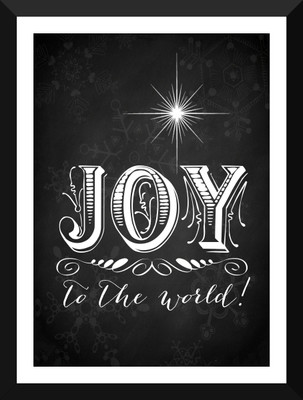 

Tallenge - Christmas Art - Chalkboard Graphic - Joy To The World - Medium Size Ready To Hang Framed Digital Art Print On Photographic Paper(18 inch X 13 inch, Framed)