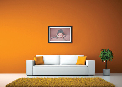 

Adorable Newborn Baby With Grey Cap Fine Art Print(14 inch X 20 inch, Framed)