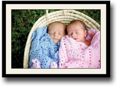 

Two cute babies in basket Fine Art Print(10 inch X 14 inch, Framed)