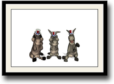 

Three donkeys with hat art Fine Art Print(10 inch X 14 inch, Framed)