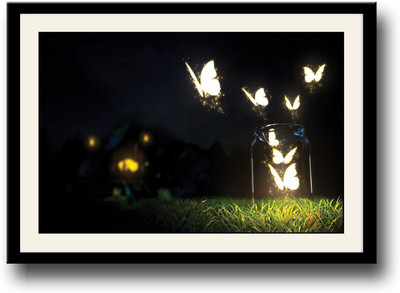 

Butterflies glowing with light Fine Art Print(10 inch X 14 inch, Framed)