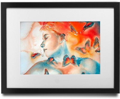 

Shaildha's Water Colour Painting Print of Orange Lady With Butterfly 1 Fine Art Print(9 inch X 11 inch)