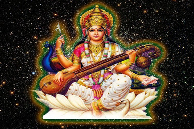 

Posterhouzz Saraswati Maa Poster Fine Art Print(12 inch X 18 inch, Rolled)