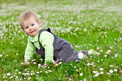 

Child's Love - Smiling Baby in a park Paper Print(12 inch X 18 inch)