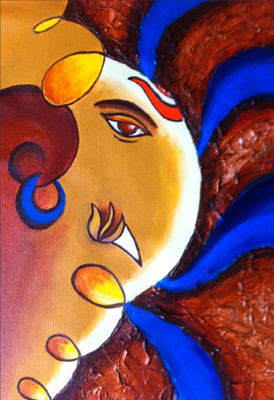 

Ganesh Ji Painting like Poster (Non Tearable Synthetic Material) 13x19 inch Fine Art Print(19 inch X 13 inch)
