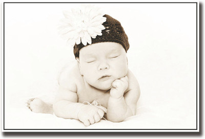 

Baby with brown cap b&w Fine Art Print(12 inch X 18 inch, Rolled)