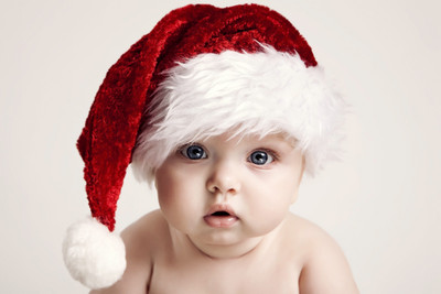 

Child's Love -Baby with Christmas Hat Paper Print(12 inch X 18 inch)