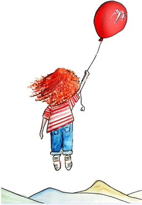 

Art For Kids - Floating With Balloons - Medium Size Rolled Digital Art Print On Photographic Paper(27 inch X 18 inch, Rolled)
