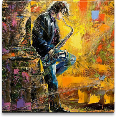 38% OFF on Boy Playing Saxophone Canvas Art(12 inch X 12 inch)