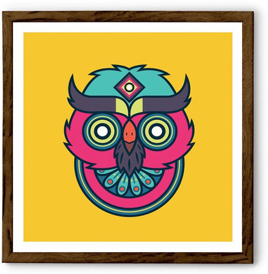 

Hulkut Funky Owl Art Print with brown frame 16 * 16 Inches Fine Art Print(18 inch X 1 inch, Framed)