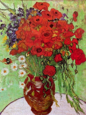 

Still Life Red Poppies and Daisies Canvas Art(10 inch X 7 inch, Rolled)