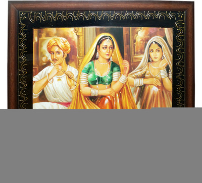 62% OFF on Rajasthani Ladies Painting With Frame Fine Art Print(18 inch X 22 inch)