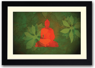 

Red Buddha In Green Background Fine Art Print(14 inch X 20 inch, Framed)
