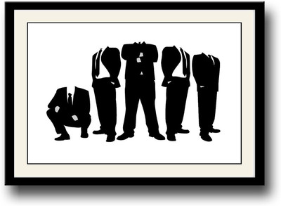 

Beheaded black suited men Fine Art Print(10 inch X 14 inch, Framed)
