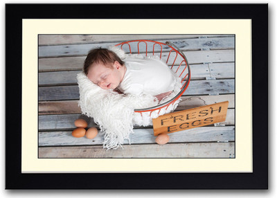 

Cute Baby In Egg Basket Fine Art Print(14 inch X 20 inch, Framed)