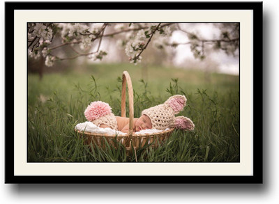 

Cute baby in bucket in Garden Fine Art Print(10 inch X 14 inch, Framed)