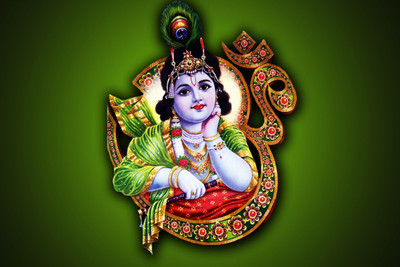 

LORD KRISHNA OM 12X18 INCHES Fine Art Print(12 inch X 18 inch)