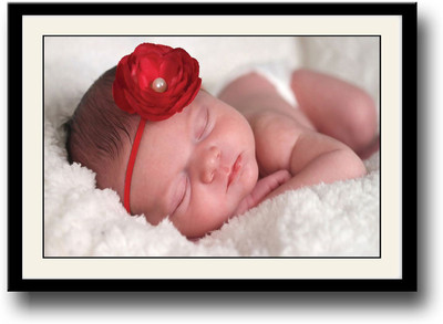 

New born baby with rose hair band Fine Art Print(10 inch X 14 inch, Framed)