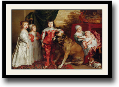 

Vintage children with dog Fine Art Print(10 inch X 14 inch, Framed)