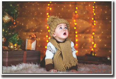 

Cute baby boy with brown muffler Fine Art Print(12 inch X 18 inch, Rolled)