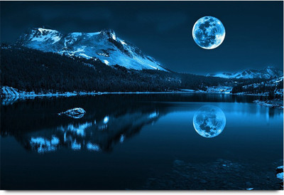 

Snow Mountain With Full Moon Paper Print(12 inch X 18 inch, Stacked)