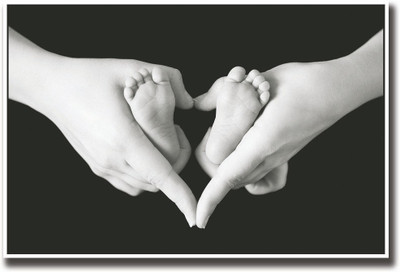 

Mother with new born's feet in heart shape Fine Art Print(12 inch X 18 inch, Rolled)