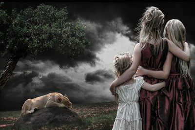

Lion And Girls Paper Poster 12"x18" Paper Print(13 inch X 19 inch, Rolled)