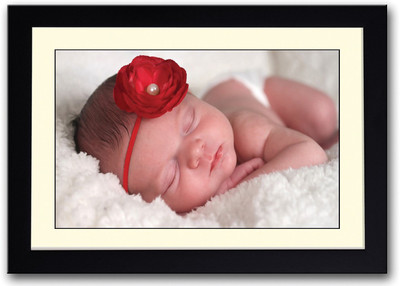 

New Born Baby With Rose Hair Band Fine Art Print(14 inch X 20 inch, Framed)