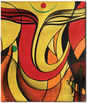 69 Off On Stybuzz Ganesha Face Art Orange Frameless Canvas Art 22