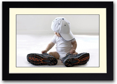 

Baby Wearing Shoes & Cap Fine Art Print(14 inch X 20 inch, Framed)