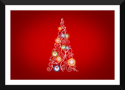 

Tallenge - Christmas Art - Graphic Tree Christmas Colors - Large Size Ready To Hang Framed Digital Art Print On Photographic Paper(24 inch X 16 inch, Framed)