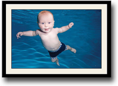 

Baby with beautiful eyes swimming Fine Art Print(10 inch X 14 inch, Framed)
