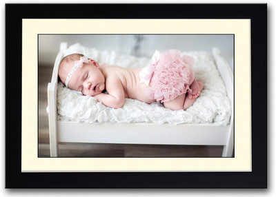 

Baby Sleeping On Small Bed Fine Art Print(14 inch X 20 inch, Framed)