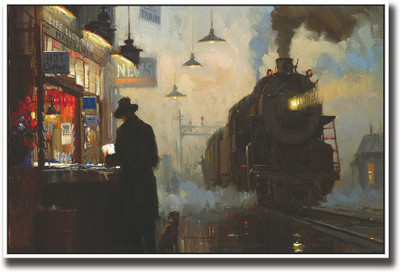 

Man waiting for train artistic Fine Art Print(12 inch X 18 inch, Rolled)