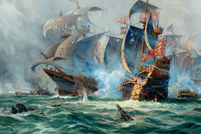 

Battle Of Pirate Ships On The Ocean Paper Print(12 inch X 18 inch, Rolled)