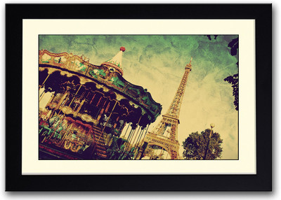 

Fare and Eiffel Tower In Paris Fine Art Print(14 inch X 20 inch, Framed)