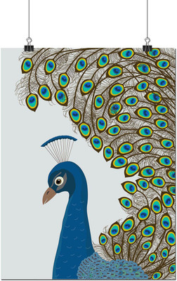 

Beautiful Peacock in Blue A3 Poster by Heartzy Paper Print(18 inch X 12 inch, Rolled)
