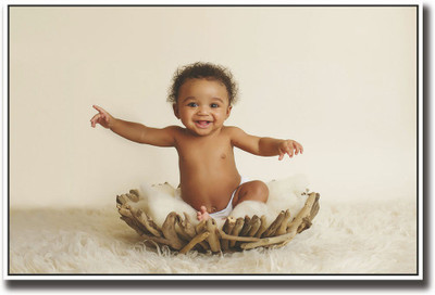 

Baby on wooden basket Fine Art Print(12 inch X 18 inch, Rolled)