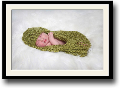 

Baby sleeping wrapped in green Fine Art Print(10 inch X 14 inch, Framed)