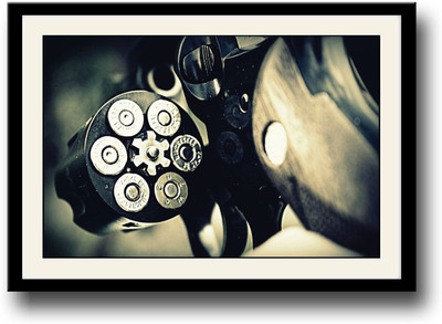 

Gun and bullets Fine Art Print(10 inch X 14 inch, Framed)