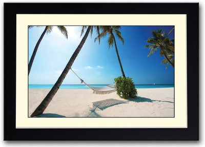 

Swing on white sand Beach Fine Art Print(14 inch X 20 inch, Framed)