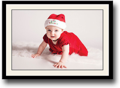 

Baby with Christmas cap Fine Art Print(10 inch X 14 inch, Framed)