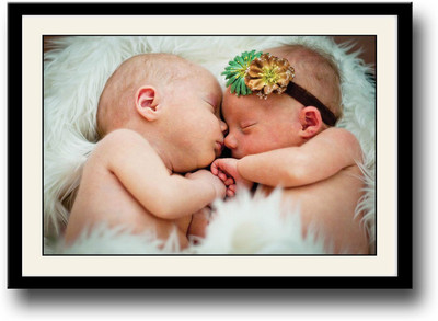 

2 Cute babies hugging Fine Art Print(10 inch X 14 inch, Framed)