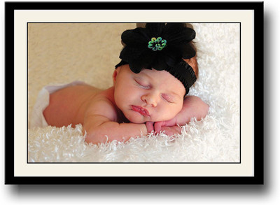 

Cute Baby with black bow Fine Art Print(10 inch X 14 inch, Framed)