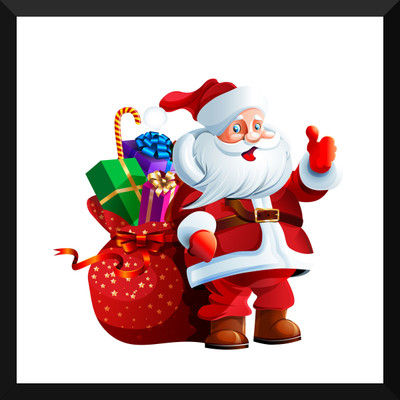 

Tallenge - Christmas Art - Santa Claus With Gift Bag - Large Size Ready To Hang Framed Digital Art Print On Photographic Paper(24 inch X 24 inch, Framed)