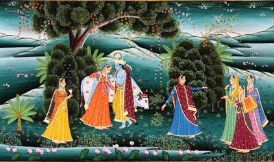 

Beautiful Krishna Adorns His Beloved Radha - Medium Size Rolled Digital Art Print On Photographic Paper(27 inch X 18 inch, Rolled)